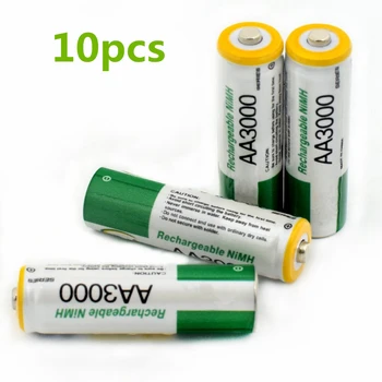 10 бр./лот 1,2 НА AA акумулаторна батерия с висока мощност висока плътност 3000 mah акумулаторна AA никел-металлогидридная батерия