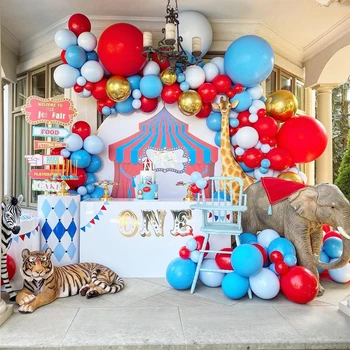 144 опаковане на червени сини жълти латексови балони кралят цирк балон арка венец комплект дъга карнавал детски душ сватба раждането