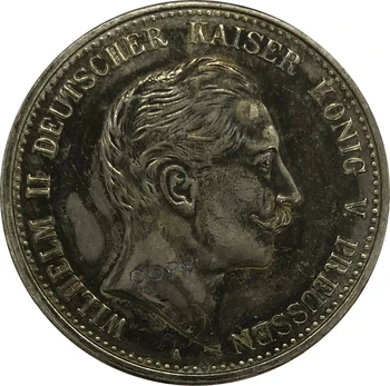 1900 Германия Сребърна Копирни Монета с мельхиоровым покритие 2 марка, която е покрита мельхиором