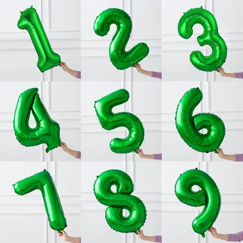 32-инчов Зелен Номер Балони Балони Хелий Див Един Рожден Ден Украса За Парти Голям Брой Балон Детски Душ Балон Начало Декор