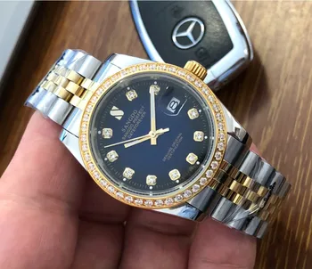36,5 мм Sangdo Син циферблат луксозни марки 21 скъпоценен камък Автоматичен механизъм за самостоятелно ликвидация Висококачествени Механични часовници Мъжки часовници G31