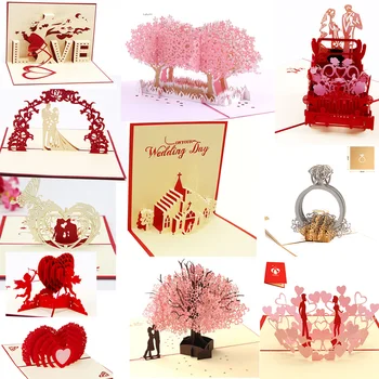 3D Изскачащи Сватбени Покани, Картички за рожден ден Подаръци за Свети Валентин Годишнина от Сватбата, Рожден Ден Картички с Единорогом