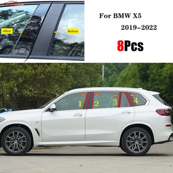 8 БР. Черен Огледален Ефект на Колата Прозорец-Часова Тампон Стикер, Подходящи За BMW X5 2019 2020 2021 2022