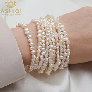 ASHIQI Многослоен Гривна от Естествени Перли за жени, Прекрасни 10 Реда, Изискани Модни Бижута от Перли 4-5 мм