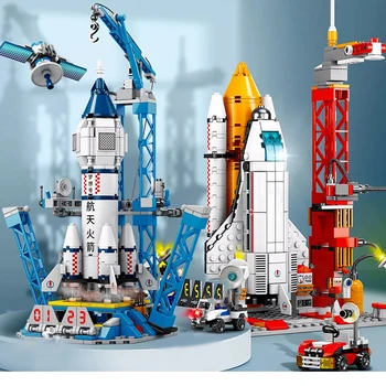 City Aerospace Съвместими С Lego Rocket Launch Center Архитектура Строителни Блокове Модел На Космически Астронавти Тухли Играчки За Деца