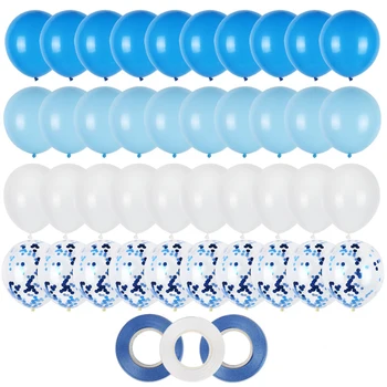 Cyuan 40 бр., набор от сини латексови балони, балони за парти в чест на рождения ден на момчето, гелиевые топки конфети за рождения ден, детски душ, сватбени балони