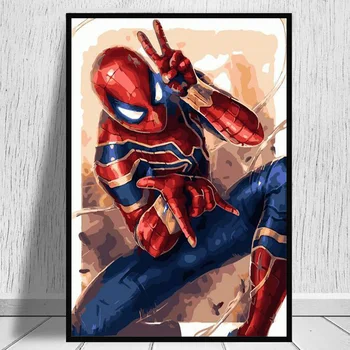 Disney Marvel Spiderman Плакат и Щампи Стенно Изкуство Картина на Платно Картина Декор Хол Начало Декор Рисувани Стенни