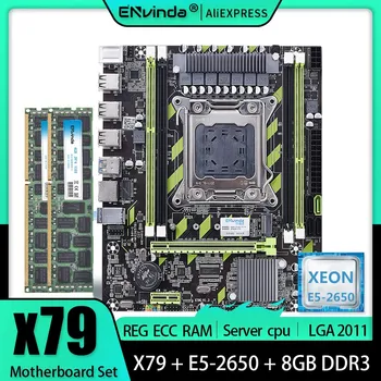 ENVINDA X79 дънна Платка LGA 2011 Комплект Комплект с процесор E5 2650 8 GB или 2 бр. X 4G DDR3 ECC REG RAM на 1333 Mhz 10600R X79G Комбо NVME M. 2