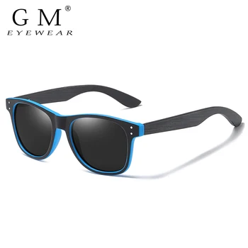 GM Естествени Бамбукови Слънчеви Очила за Мъже с Дървени Слънчеви Очила Поляризирани Слънчеви Очила с Правоъгълни стъкла за Шофиране UV400 S5080