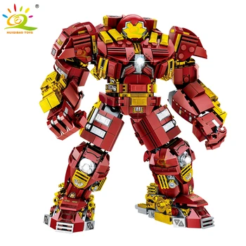 HUIQIBAO Момчета САМ Супер Armor Робот Модел Строителни Блокове Военен Войн Кожа Фигурки Оръжие Тухли Играчки За Деца Подаръци