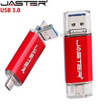 JASTER Новият 2 В 1 OTG (Android И USB и Type_C) USB 3.0 флаш памет Метална Потребителски флаш памет 64 GB 32 GB 16 GB 8 GB от 4 GB безплатна доставка