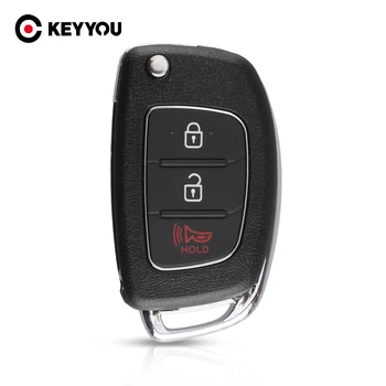 KEYYOU 3 Бутона Flip-Сгъваем Дистанционно на Ключа Черупки Ключодържател Калъф За Ключове на Hyundai SANTA FE IX35 IX45 Accent I40