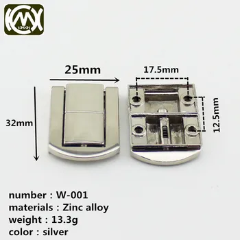 KIMXIN 10 бр./лот Сребърна кутия замъка Дървена кутия хардуерни аксесоари за заключване е Оборудван с винт W-001 сребро