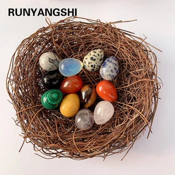 Runyangshi 12шт Crystal Мини Яйце Бижу Енергиен Подарък САМ Аксесоари Здраво Семейно Бижу
