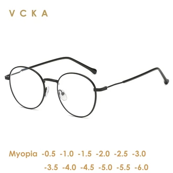 VCKA Предписани Очила за Късогледство от -0,5 ДО -6,0, Мъжки Кръгли Дамски слънчеви Очила в Рамка от Сплав, късоглед, блокер синя Светлина, Очила
