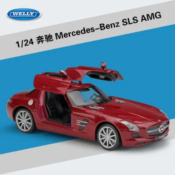 WELLY 1:24 Високата Симулация Benz SLS AMG Спортен Автомобил Матиран, Лят Под Налягане Метална Сплав Класически Модел Кола Играчки За Момчета Събиране на Подаръци
