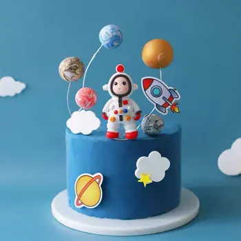 Астронавт Ракета На Луната Торта Topper Честит Рожден Ден, За Украса На Парти По Случай Рождения Ден На Момчето Десерт Подаръци За Ден За Защита На Децата Сладкиши Supplie