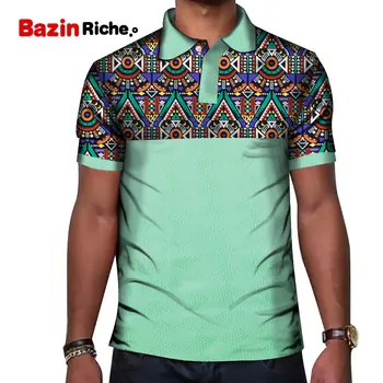Африканска Мъжка Тениска Поло Модни Памучен Риза в Стил Мозайка С Къс Ръкав, Големи Количества, Големи Размери, Мъжки WYN1302