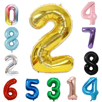 Балон с Номера от 40 инча Номер 1 2 3 4 5 6 7 8 9 Балони на Рожден Ден, за Годишнина Украса на Парти по случай рождения Ден на 2022 Балони с Цифри