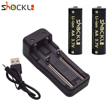Батерия Shockli 14500 с Универсален 2-слотным USB-зарядно устройство Smart Charging за Акумулаторна Литиево-йонна батерия 18650 14500