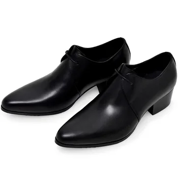 Висококачествени мъжки обувки-oxfords от естествена кожа в дебела подметка, увеличаване на растежа, сватбени обувки, модни мъжки