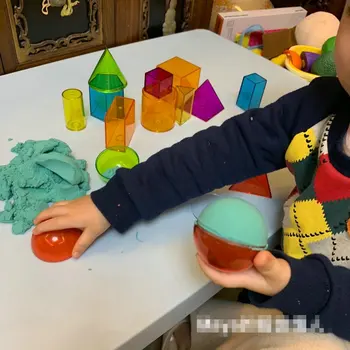 Детско Учебно помагало Развитие на Играчка Монтесори Геометричен Плътен Прозрачен Цвят на Дъгата Набор от Инструменти За Преподаване на Математика 2-4 години