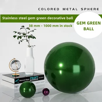 Диаметър 38 мм-550 мм Бижу от неръждаема стомана, зелен балон Коледен търговски център домашен окачен декоративна лампа куха топка