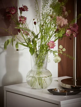 Дизайнерска ваза за цветя от прозрачно стъкло, начало декор, стил 2021 г., Шампанско