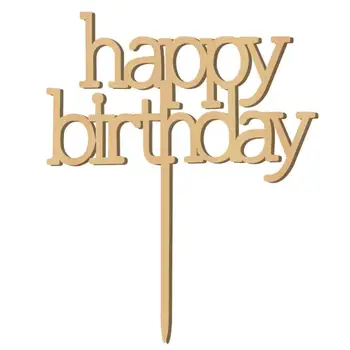 Дървена Честит Рожден Ден Торта Topper Украса За Торта Вечерни Аксесоари За Рожден Ден На Знамена A3