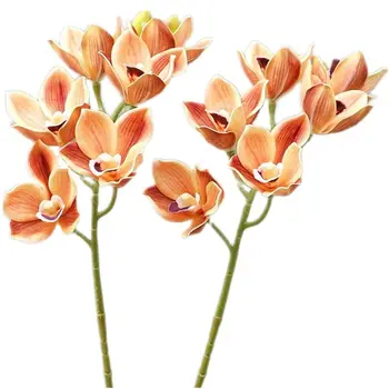 Едно Истинско Докосване Цвете Цимбидиум Клонка 6 Глави Изкуствен Силиконов Памук Phalaenopsis Орхидное Завод за Сватбена Декорация на Цветя