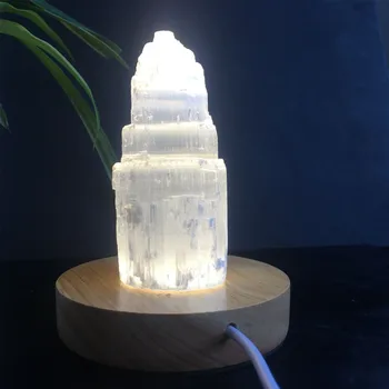 Естествен кварцов кристал селенит кула лампа рейки лечение на домашен интериор събиране на образци на минерали