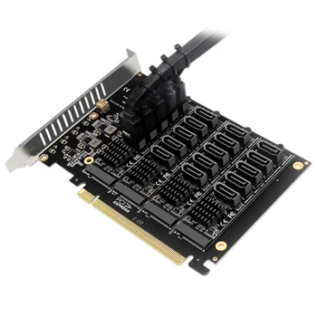 Карта на PCI-E SATA PCIE X16 NVME М 2 Разширяване на RAID-масив на 20-портовую на картата адаптер SATA с чип JMB585