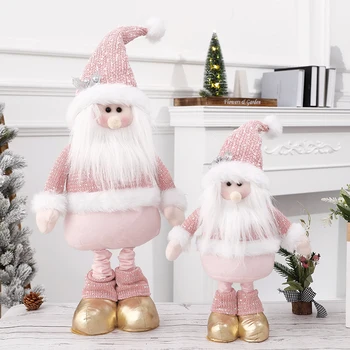 Коледен Розово Растягивающийся Снежен Дядо Плюшени Кукли, Декорация Навидад Нова Година 2023 Подарък за Момичета Домашна Коледна Украса
