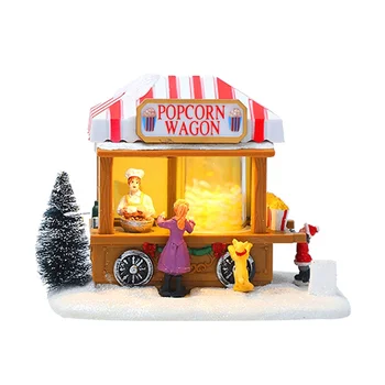 Къщата Коледното Село с Led Подсветка, за Боядисана Село Коледните Празници с Музика, Коледни, Селска Къща Попкорновый