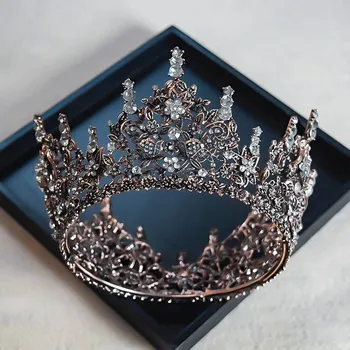 луксозен Нов Европейски Стил Барок Сватбената Корона Кристален Кръг диадема Сватбени Аксесоари за Коса