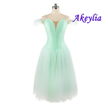 Мятно-зелена романтично балетное рокля за момичета без украса, професионално рокля-пакетче, бяло е една чудесна идея, балетные костюми JN9128