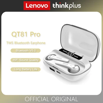 Оригинални Lenovo QT81 Pro TWS-Слушалки Стерео Спортни Водоустойчиви Слушалки Слушалки 1200 ма с Микрофон Bluetooth Слушалки