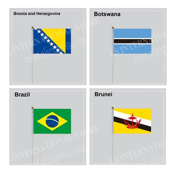 Ръчно Флаг с шестами Босна и Херцеговина Ботсвана Бразилия Бруней гражданин на страната 14*21 см Полиестер, Плаващи под Знамето на поръчка