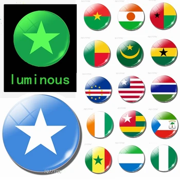 Сиера Леоне и Либерия Гана, Того Бенин Нигер Нигерия Флаг Свети в Нощта, Мини Стъклен Купол Магнит за Хладилник Спомен за Хладилник