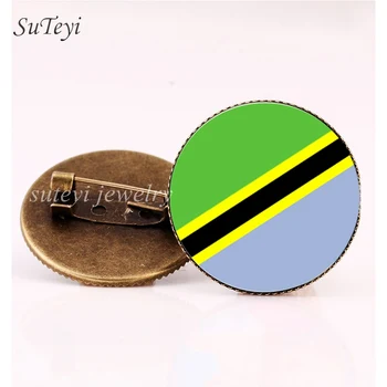 СУТЕЙИ Свазиленд/Судан Икони в Художествена Картина Игли Брошка Сомалия/Танзания/Тунис през Цялата Стъклен Купол Флаг Брошки Дамски Бижута Подарък