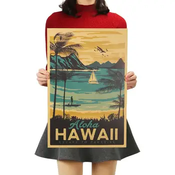 Хавай Алоха известната пейзаж живопис изработка на плакат античен декор стикер за стена
