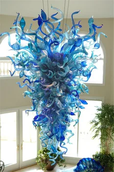 Хотелски Декоративна Лампа От Синьо Бластване Стъкло Chanderlier Crystal Осветява Лукс