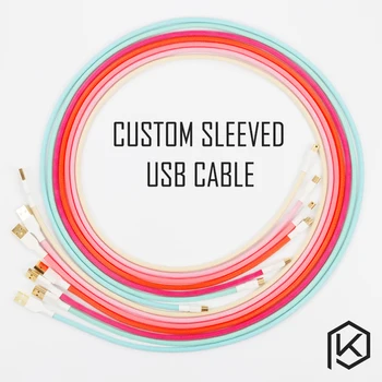 Цветен найлонов USB-кабел с дълъг ръкав, мини USB порт, Позлатени конектори, дължина 1,2 м, 6 цвята, синьо, розово, лилаво, оранжево, бежово, синьо