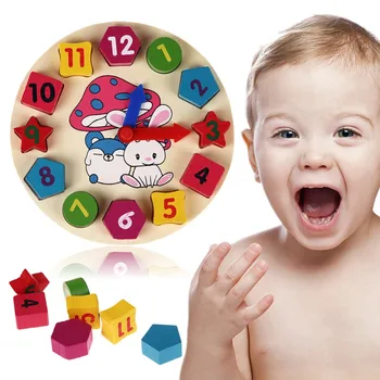 Цветни Цифрови Геометрични Часовници, Детска Дървена Играчка-Пъзел, Образователна Математика, Образователна Играчка Монтесори За Дете, Подарък За Рожден Ден