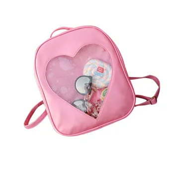 Чанта Ita От Изкуствена Кожа в Ярки Цветове, Прозрачни Раница във Формата На сърце 