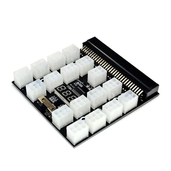 Черно PCI-E 17x 6Pin Захранване Breakout Board Адаптер Преобразувател 12 v за Ethereum БТК Antminer Миньор Майнинг HP Сървър PSU GPU